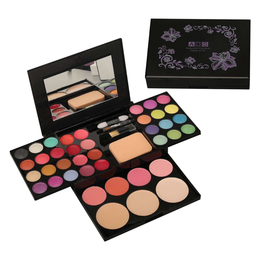 Makeup Set For Women, black palette with mirror, colorful eyeshadows, blush, bronzer and face powder pans