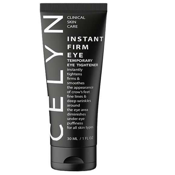 Eye Care Products instant firm eye treatment in a black 30ml tube with bold white lettering and flip-top cap