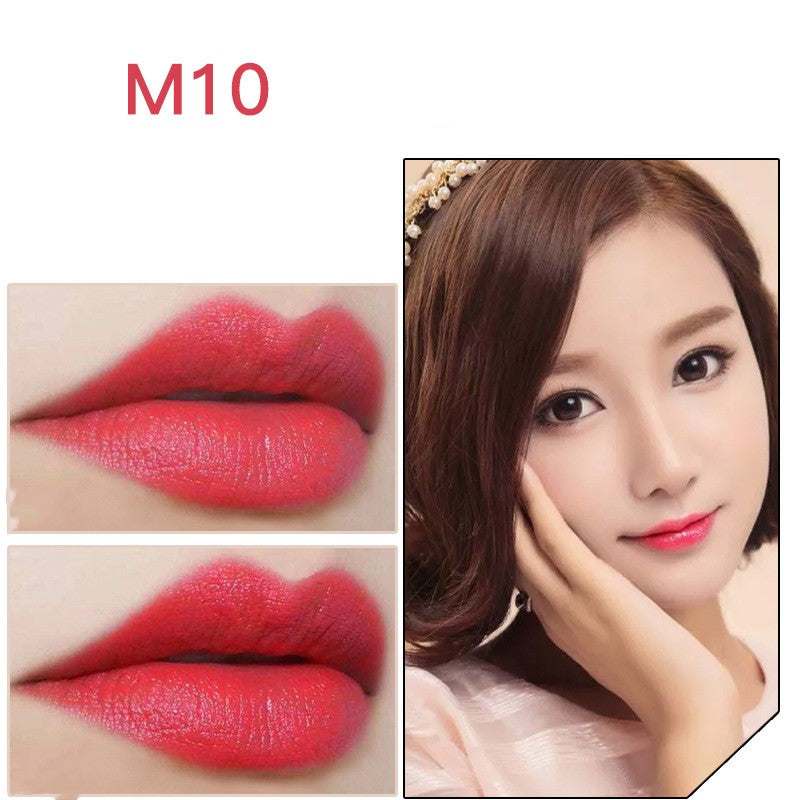 Waterproof lipstick in M10 vibrant coral red with a soft matte finish and rich, smooth colour payoff