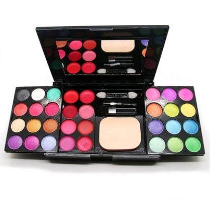 Makeup Set For Women with black compact, vivid eyeshadows, blush, bronzer, concealer and applicators