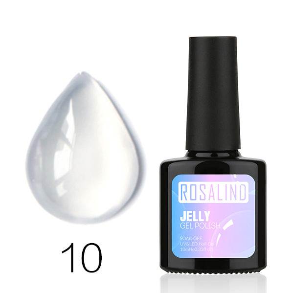 Translucent Nail Polish in a black bottle with pastel ROSALIND Jelly Gel Polish label and 10ml marking