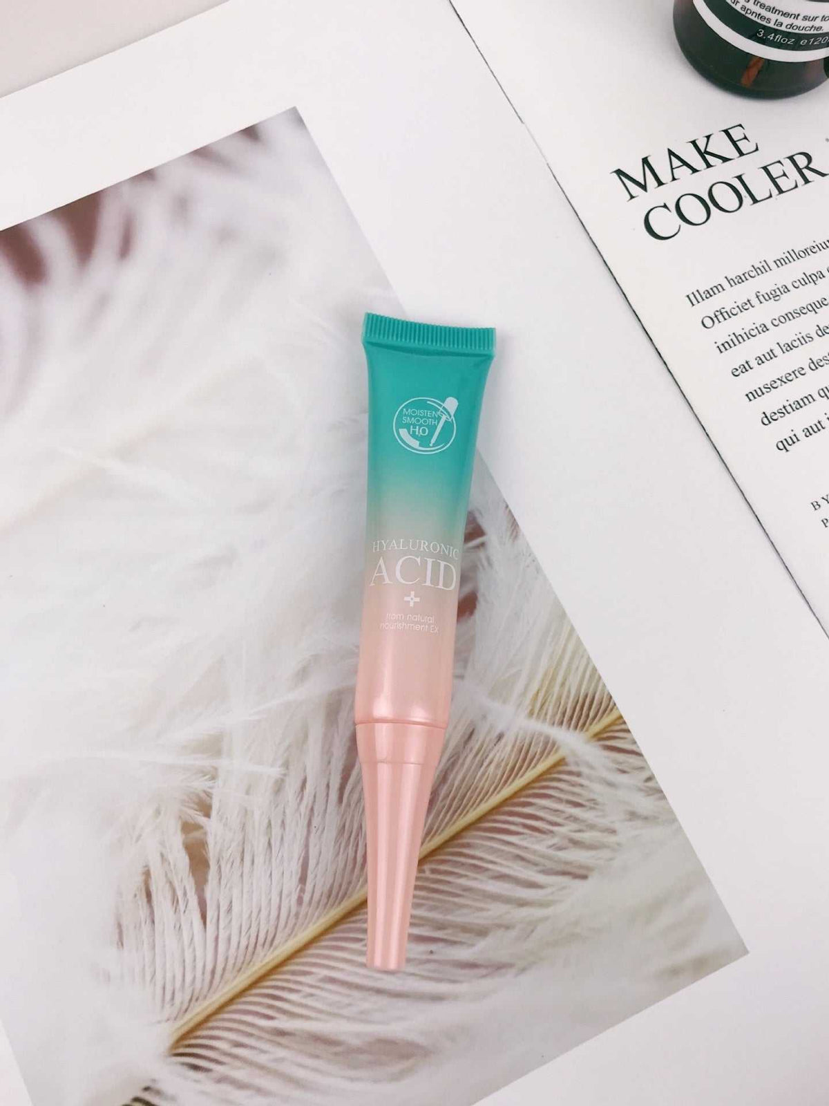Ultimate Hydration Facial Care Set, featuring a pink and teal hyaluronic acid eye cream tube with pointed applicator