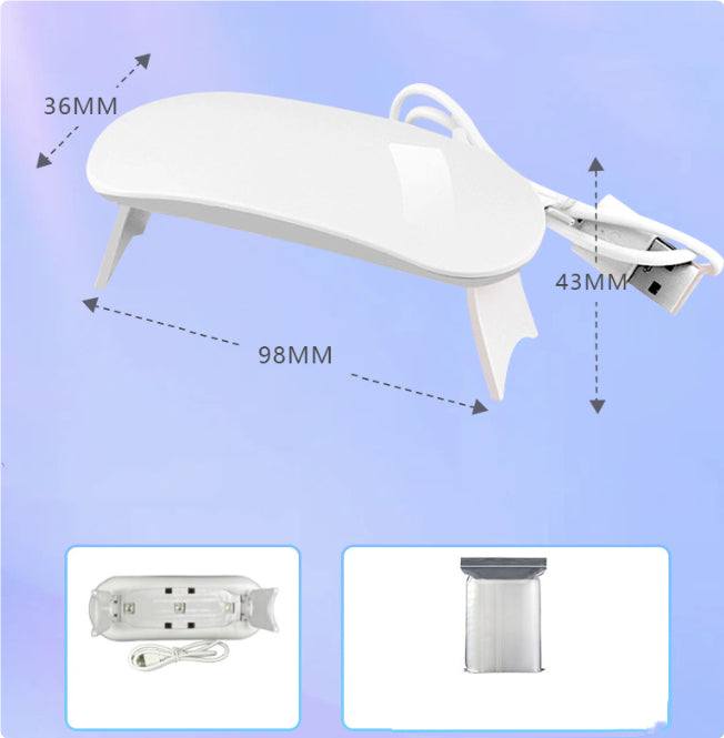 Light Therapy Machine, compact white ABS nail lamp with foldable legs, USB cable and adjustable angle design