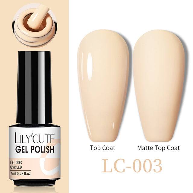 Gel nail polish, Color Changing Thermal Gel in creamy beige with glossy and matte swatch finishes, 7ml bottle