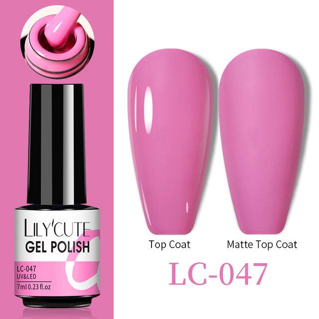Color Changing Thermal Gel nail polish in a glossy pink finish, 7ml bottle with matching top and matte swatches