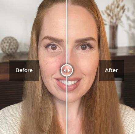 Eye Care Products shown in a before-and-after facial comparison, highlighting smoother, brighter under-eye skin after use