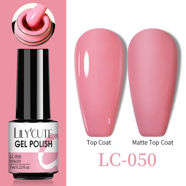 Color Changing Thermal Gel nail polish in a pink 7ml bottle, shown with glossy and matte pink swatches
